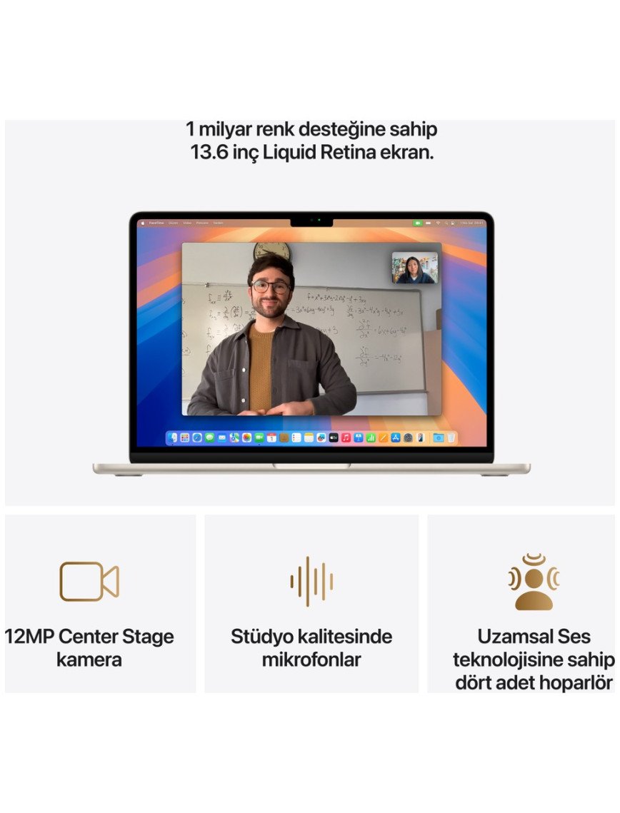 Apple MacBook Air M4 16GB 256GB SSD macOS 13" Taşınabilir Bilgisayar Yıldız Işığı MW0Y3TU/A
